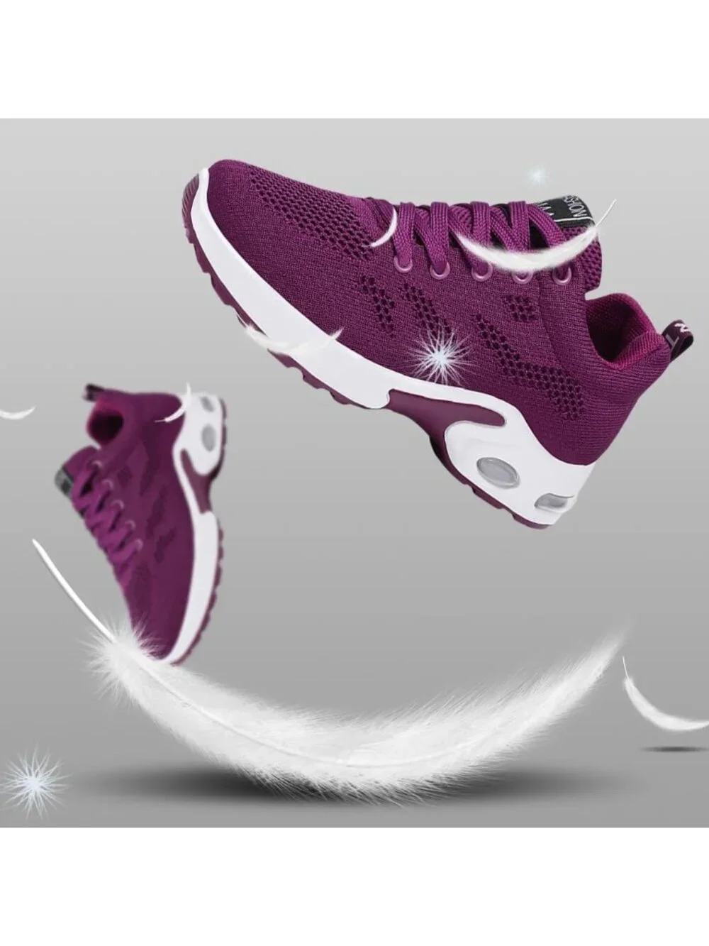 Women's Purple Purple Lightweight Air Cushion Mesh Breathable Casual Sneakers